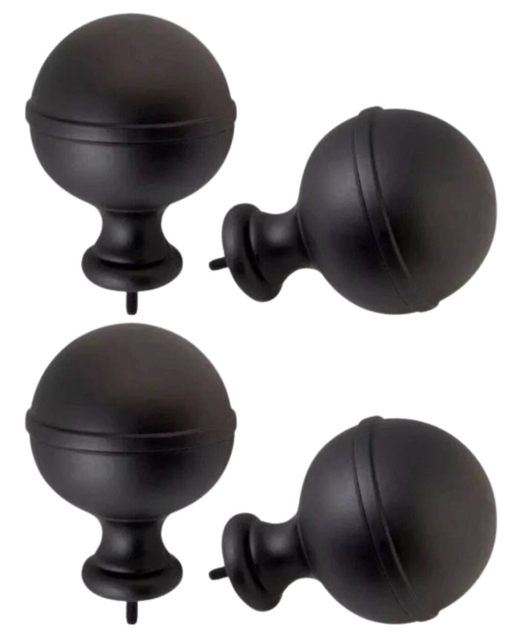 IKEA BEFOGAD Black Finials 4 Total 2 Sets Sealed Curtain Rod End Caps 102.801.23